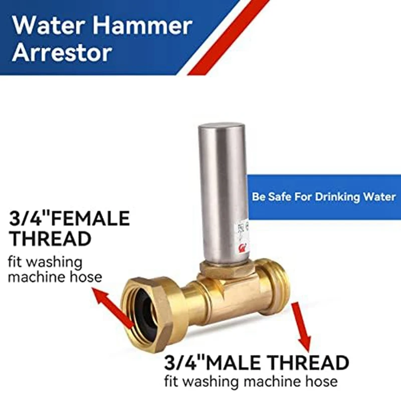 S-241 Stainless Steel Water Hammer Eliminator For Washing Machines 3/4 Inch Rotary Joint 2PCS