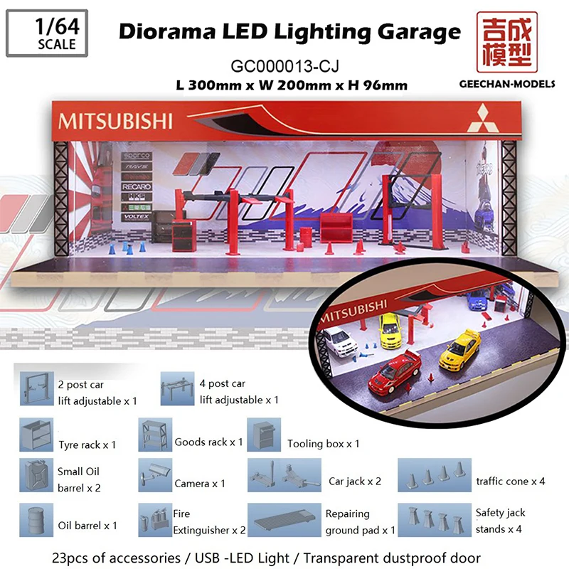 

GEECHAN Assemble Diorama 1:64 Model Car Assembly LED Lighting Garage Display Vehicle Parking Lot Collection - GC00013