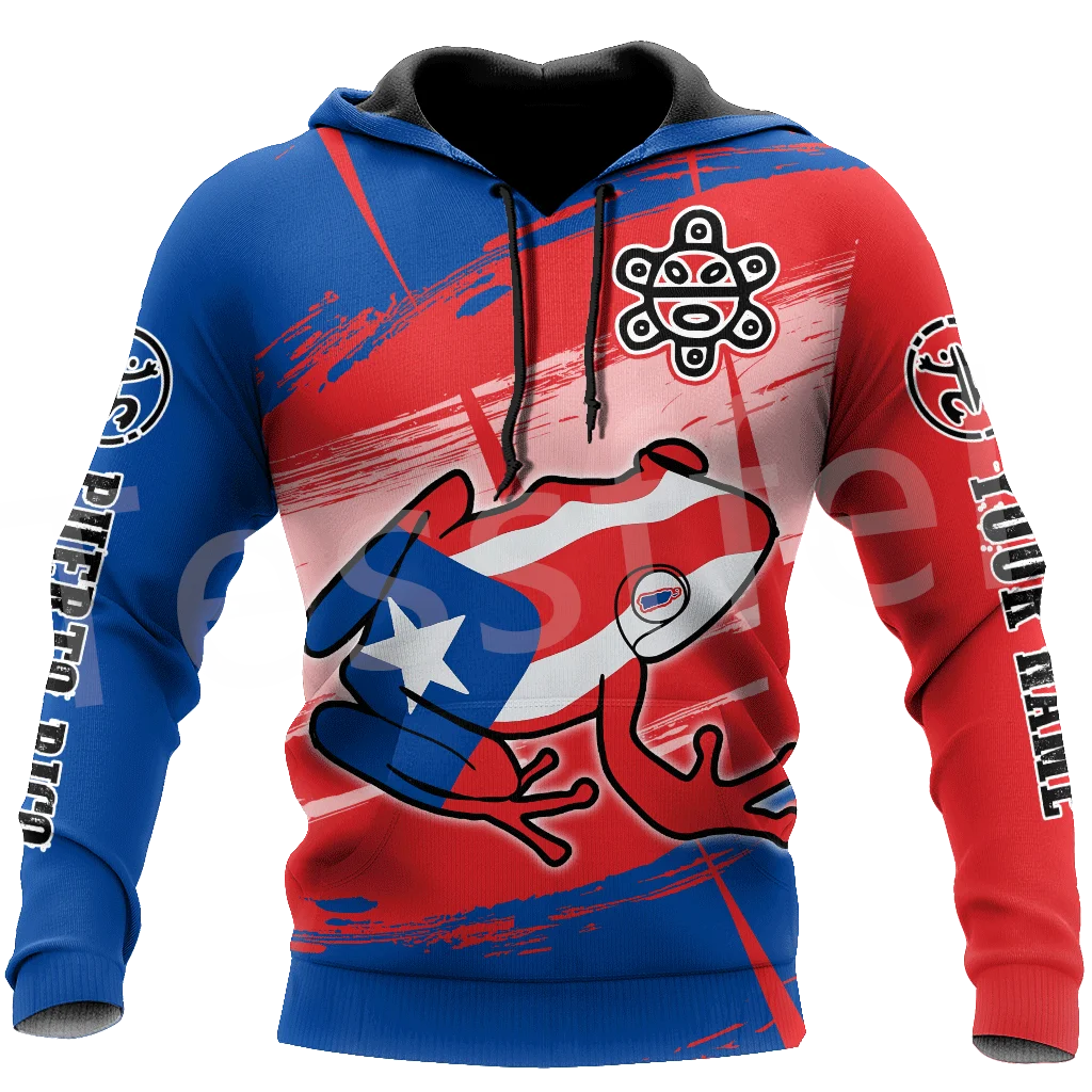 

Boricua Country Flag Puerto Rico Taino Tattoo Caribbean Sea Retro Tracksuit 3DPrint Men/Women Casual Funny Jacket Zip Hoodies A2