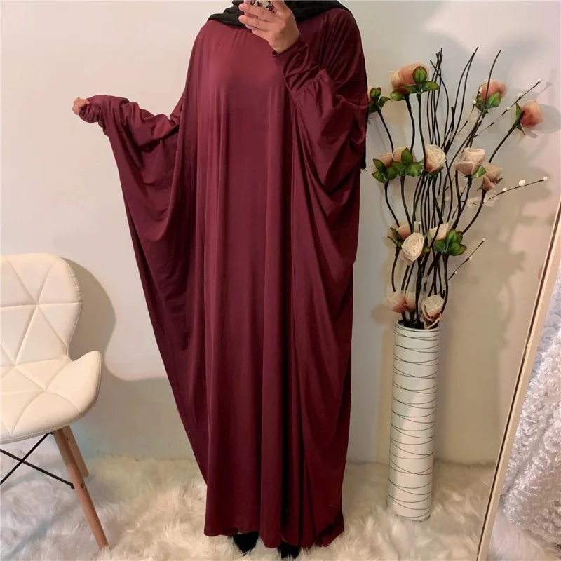 Muslim Fashion Women's Clothing Fashion Comfortable Batwing Long Sleeve Solid Color Casual Dress