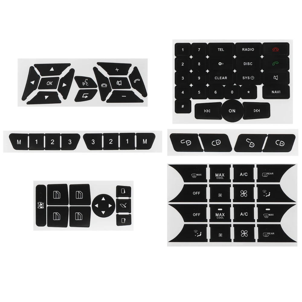 Наклейки на кнопки для ремонта автомобиля черные A/C наклейки окно радио Mercedes Benz