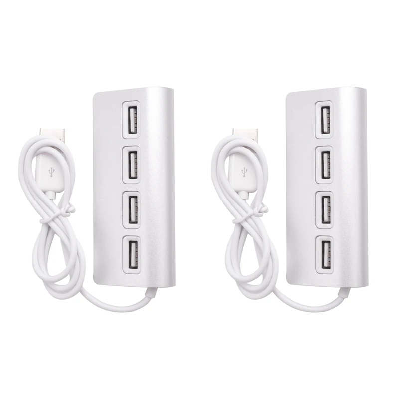 

2X USB HUB, Premium 4 Port Aluminum USB Hub With 11 Inch Shielded Cable For Imac, Macbooks, Pcs And Laptops