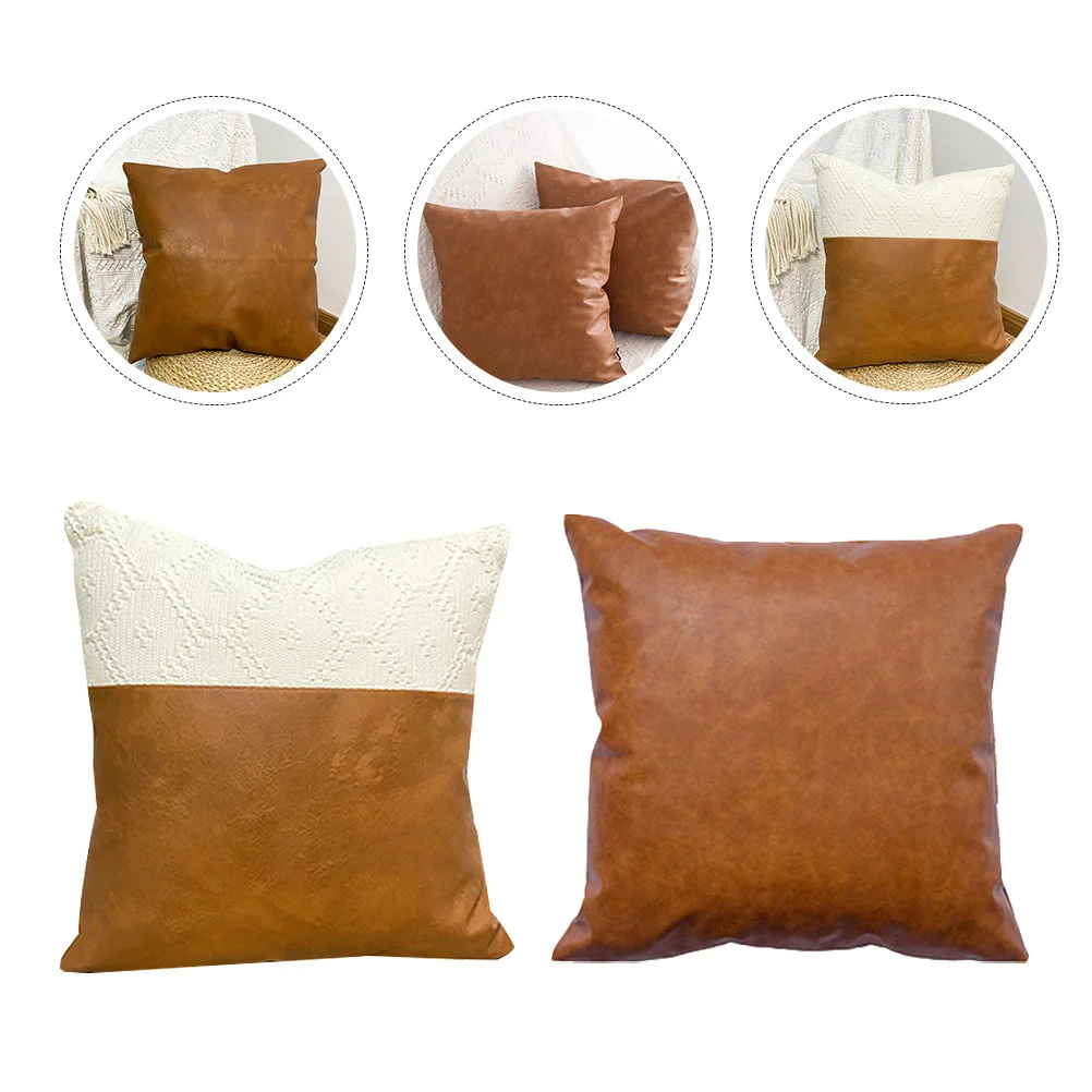 

Подушка-наволочка для дивана, Обложка для дивана, стильная квадратная подушка с окошком для автомобиля, искусственная кровать, коричневая д...