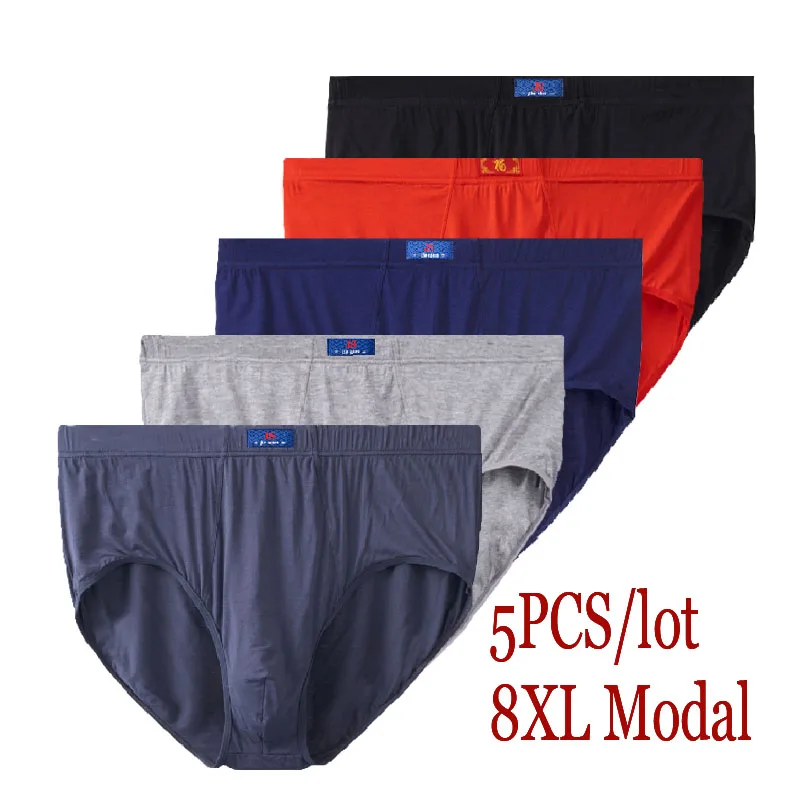 8XL-XL 5Pcs Modal Plus Size Oversize Mens Underwear Brief Mens Briefs Men Shorts Underwear Men Underwear Comfort Male Underwear