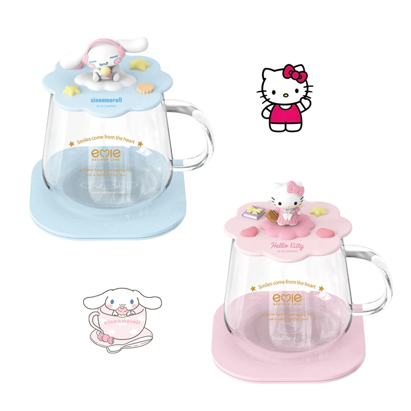 

Kawaii Kuromi Thermostatic Water Heater Anime Sanrio Cinnamoroll Office Dormitory Heated Coaster Insulation Cup Toys Girls Gifts