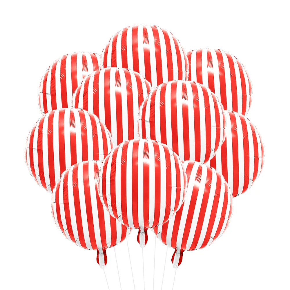

10 штук 18-дюймовых красных и белых полосатых шаров CatchMyParty