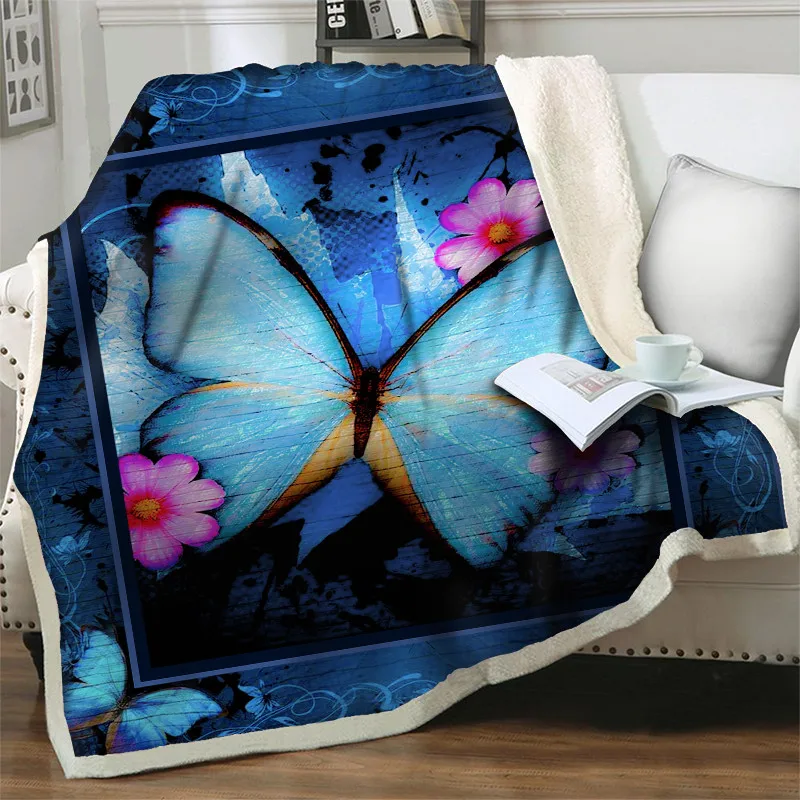 

Dreamlike Butterfly 3D Throw Blankets For Beds Sofa Sherpa Blanket Soft Warm Quilts Sleep Cover Thick Bedspreads Cozy Home Decor