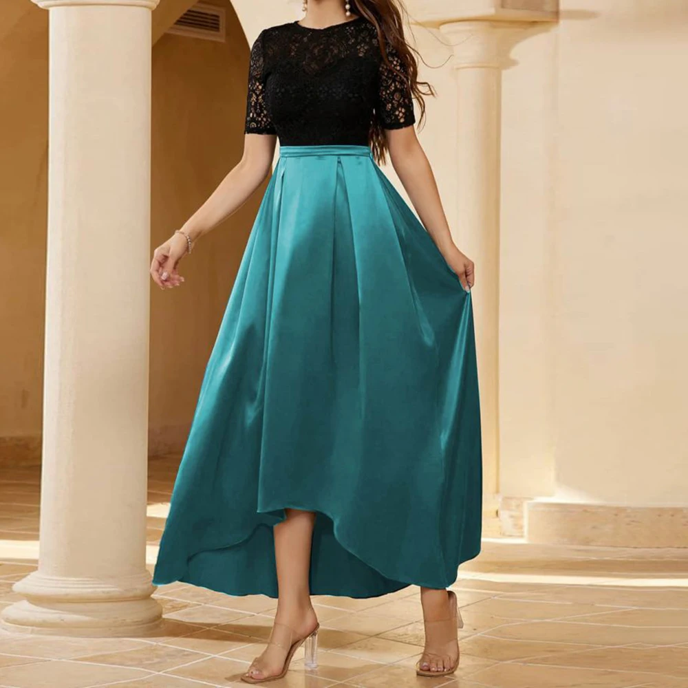 

2023 Lace Stitching Cocktail Dresses for Women Sexy Hollow Out Evening Party Prom Gown Elegant Modest Robes Vestisos Female