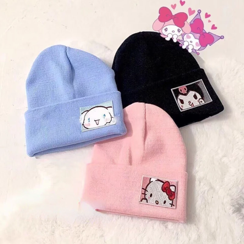

Шерстяная Шапка Sanrio My Melody Cinnamoroll Kuromi, пара кавайных сестер, вязаная шапка, зимний теплый праздничный подарок для друзей, оптовая продажа