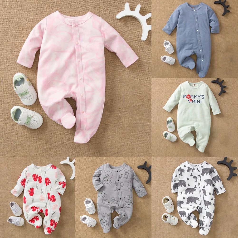

Baywell Summer Baby Wrapped Feet Romper Newborn Jumpsuit Long-sleeved Crawling Clothes