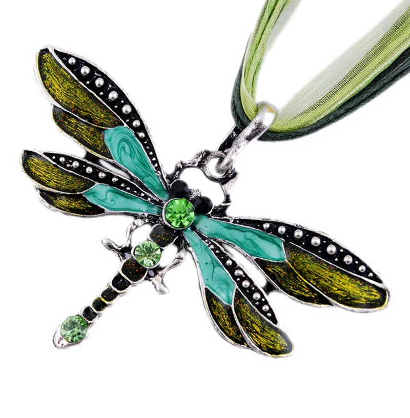 

Women Crystal Dragonfly Ribbon Casual Pendant Necklace for Women Ewelry 2022 Gifts