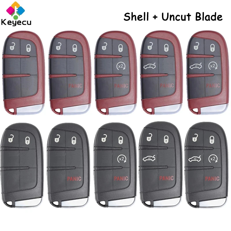 

KEYECU Smart Remote Car Key Shell Case With 2 3 4 5 Buttons + Blade Fob for Chrysler 300 200 for Dodge Challenger Charger Dart