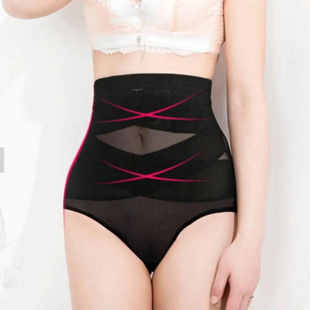

Women Shaping Brief High-waist Postpartum Belly Pants See Through Cross Compression Body Sexy Shaping Briefs for Home