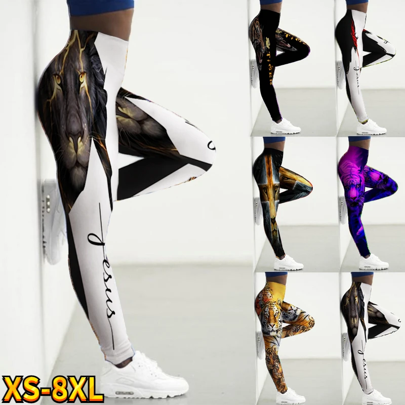Leggings Women High Waist 3D Tiger 