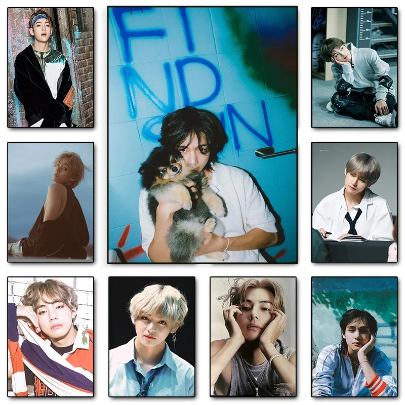 Kpop Star Kim Tae Hyung V Постер С Принтом На Холсте Без Рамы В Корейском Стиле Настенное