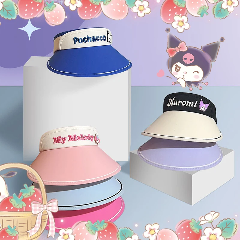 

Кавайная Sanrio My Melody Cinnamoroll Kuromi Аниме Фигурка Солнцезащитная шляпа Spf50 + солнцезащитный козырек мультяшный уличный подарок для детей на день р...