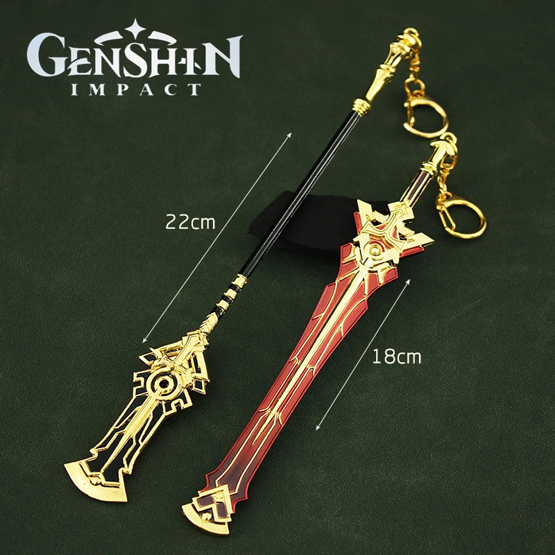 Фото Брелок Genshin Impact 18 см, модель оружия, брелок, нож с джинсовым мечом, катана, праздничные игрушки для детей №1