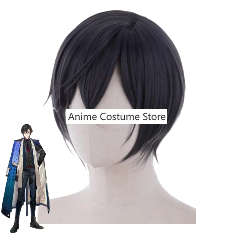 Youtuber Vtuber Shikinagi Akira Nijisanji Voltaction косплей костюм парик Аниме Синий Тренч Мужская