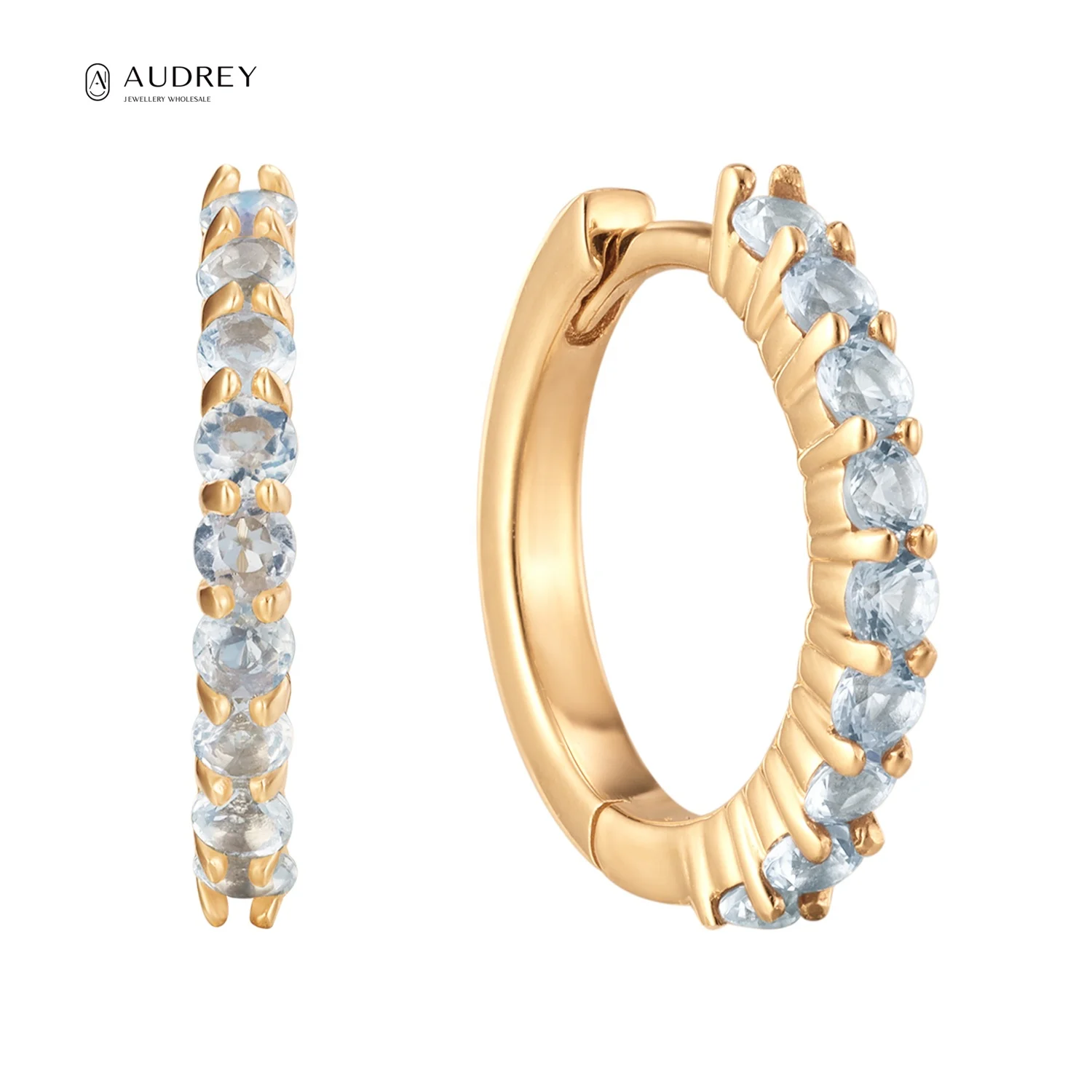 

Audrey Personalized Healing Stones Jewelry June Birthstone Moonstone 14k Solid Gold Huggie Hoop Earring Bling Earrings