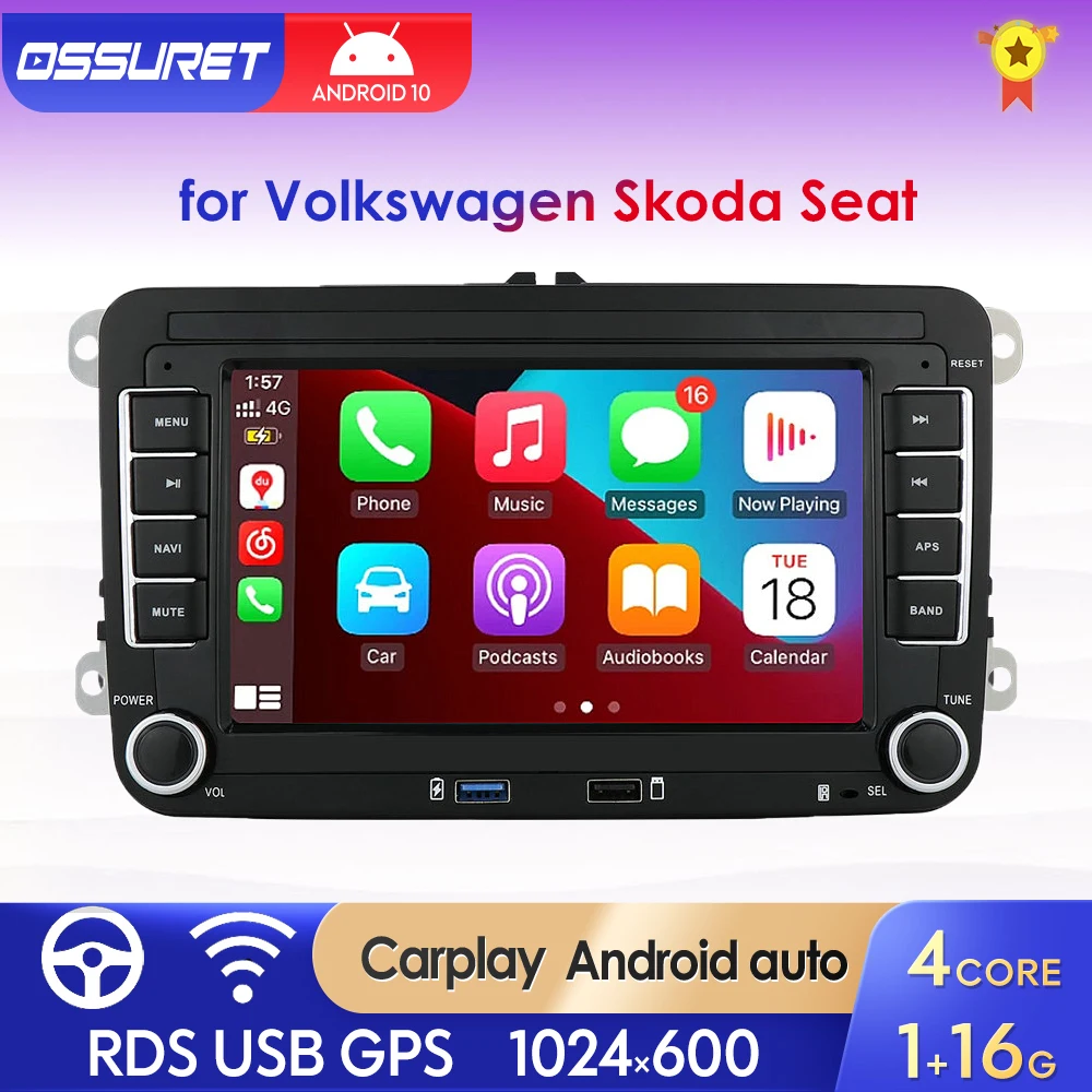 Автомагнитола на Android 10 для VW POLO GOLF 5 6 Plus PASSAT B6 JETTA TIGUAN TOURAN SHARAN SCIROCCO CADDY Seat Carplay аудио