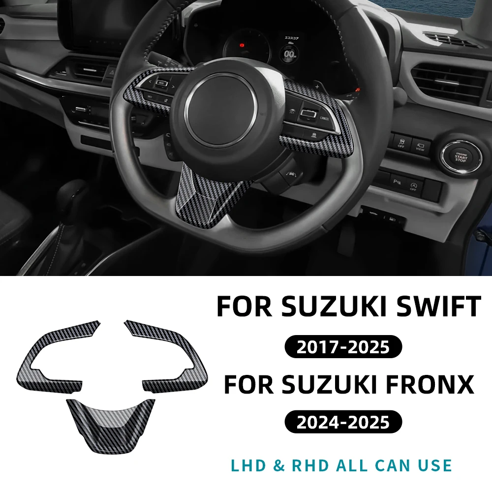 

Кнопка рулевого колеса автомобиля в стиле углеродного волокна, нижняя рамка, наклейка ABS для Suzuki SWIFT 2017 2018 2019 2020 2021 2022 2023 2024 2025 Suzuki Fronx 2024 2025