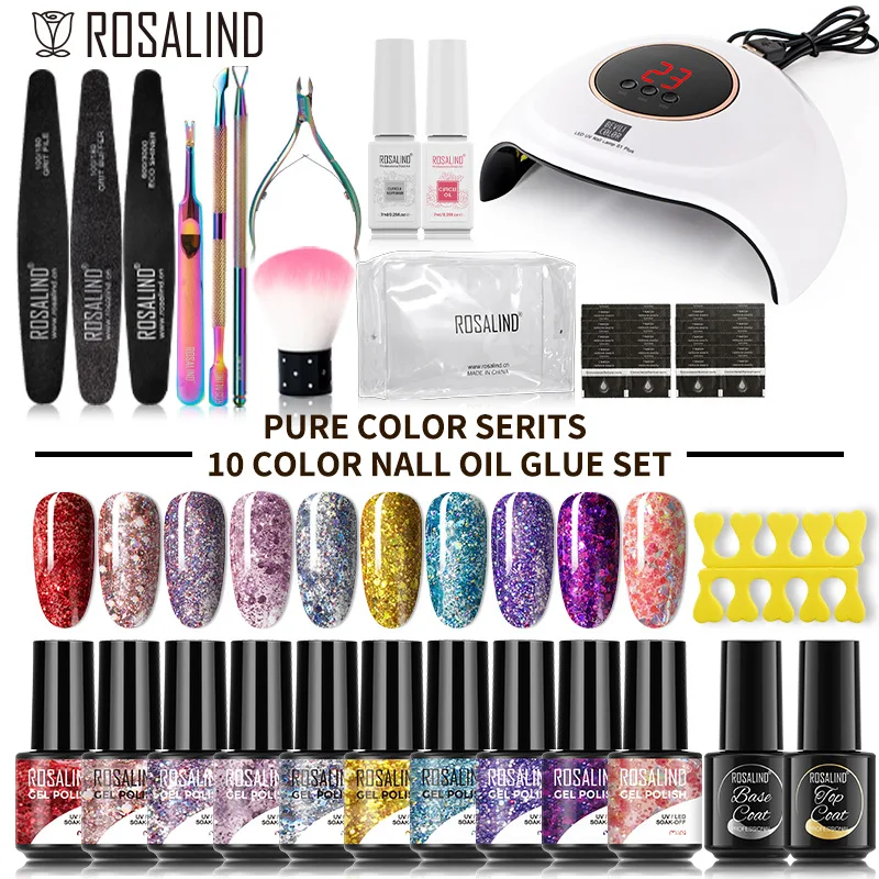 

ROSALIND Manicure Set Gel Nail Polish Set With UV LED 23W Lamp Dryer Vernis For Semi Permanent Nails Art Complete Tool Kit