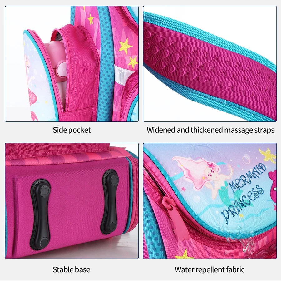 Girls Cartoon Mermaid Princess Print Orthopedic School Bags Kids Satchel Backpack Grade 1-3 Schoolbag knapsack Sac Mochila