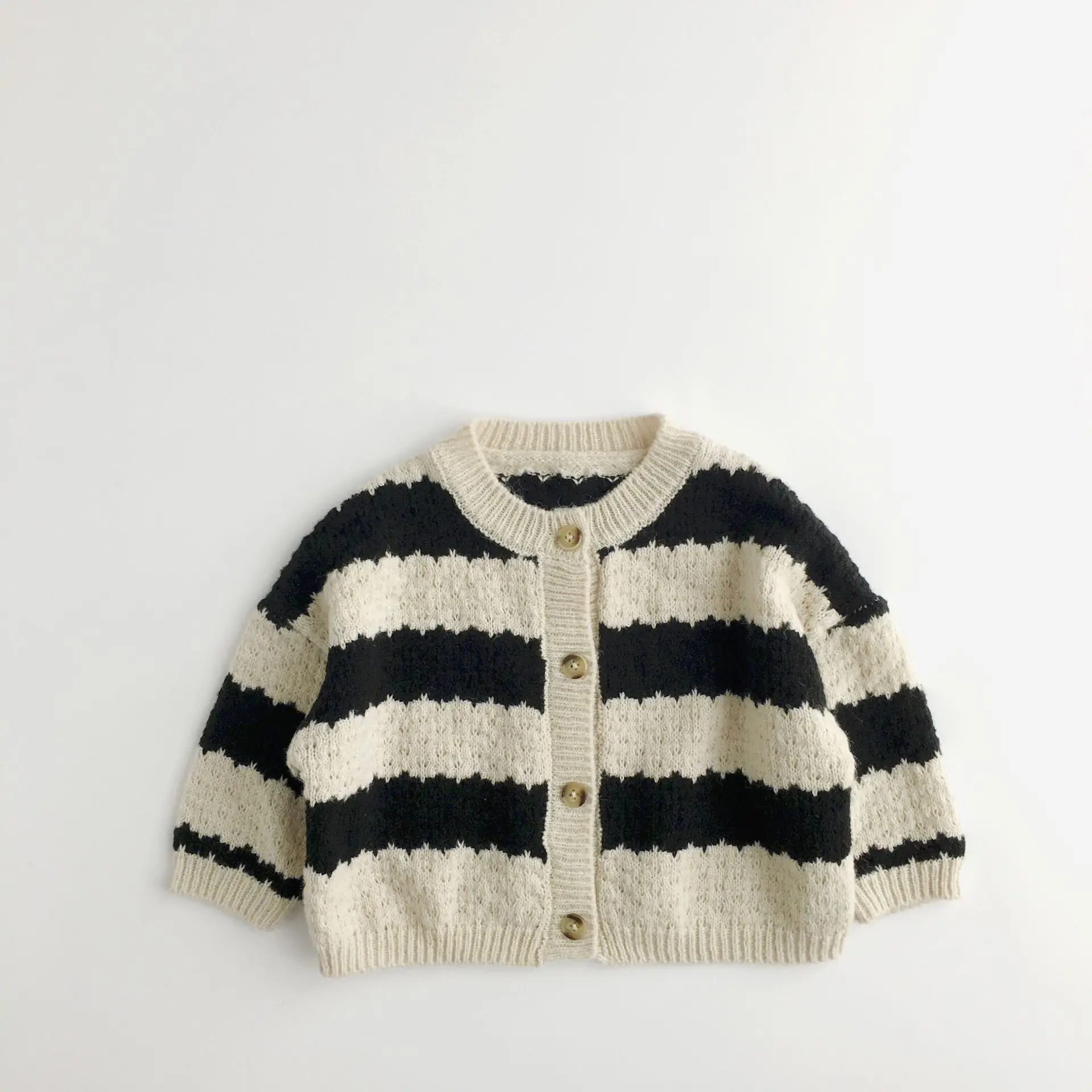 

Kids Sweater Boys Girls Striped Long Sleeve Cardigan Baby Casual Knitted Outerwear for 1-6 Years