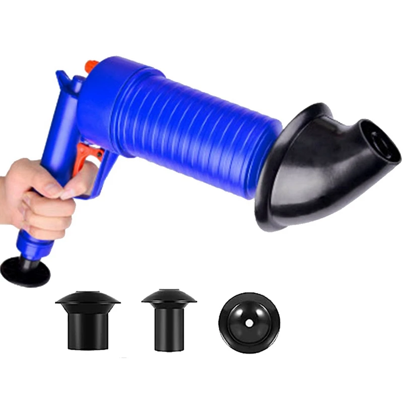 

Drain Clog Remover With 4 Suction Cups, High Pressure Exhaust, Bathroom, Kitchen, Clogged Pipe Tub Cleaning Blue