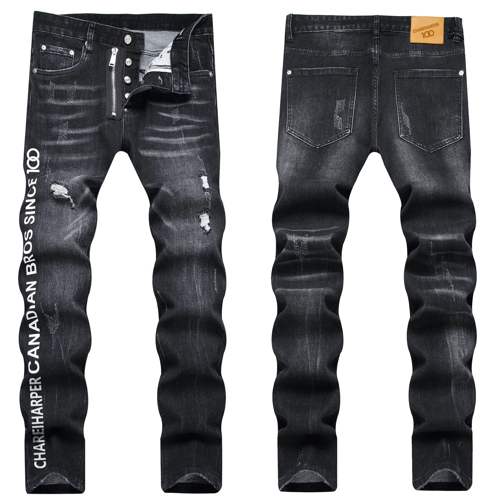 Модные брендовые мужские джинсы индивидуальный трендовый принт цифровой