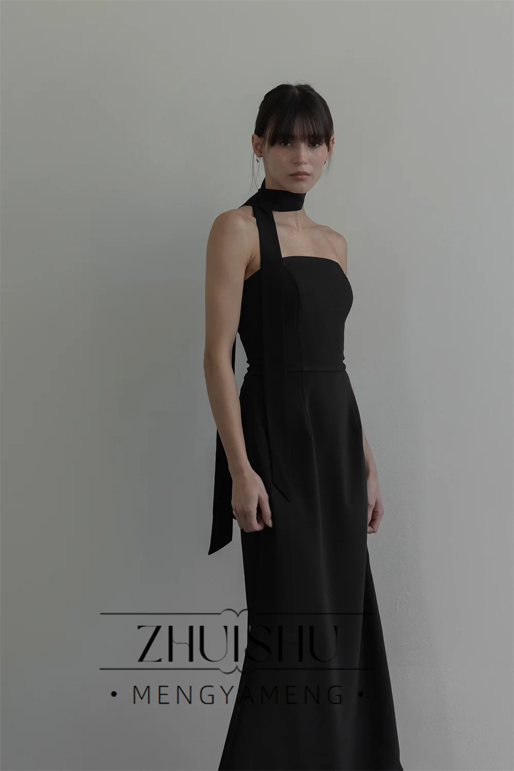 Фото Вечернее платье ZHUISHU Simple Black Mermaid для женщин, корейский стиль, для фотосессий, свадебное платье-корсет без бретелек и рукавов, на заказ №5