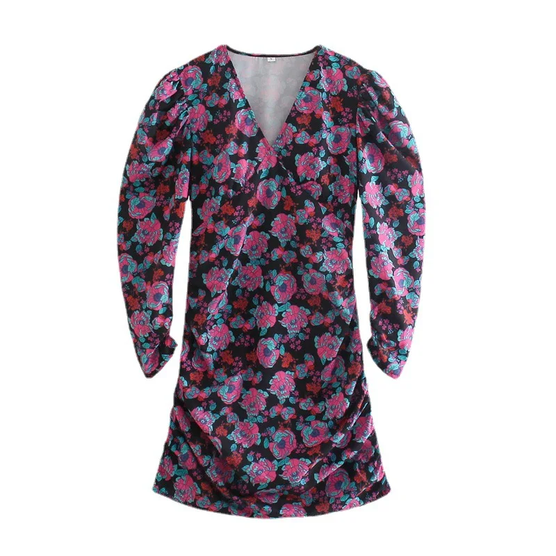 Fashion Ladies Casual Pink Blazer Full Sleeve Floral Lapel Ladies New Climbing Suit Fashionable Waist Retro Rose Red Print Dress