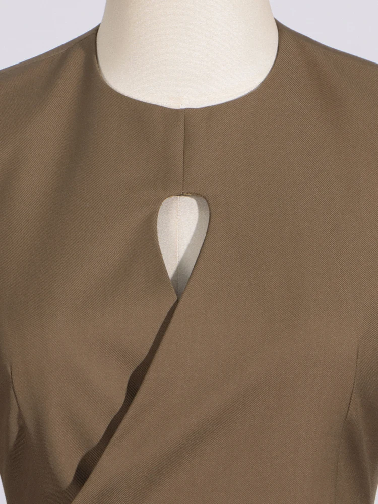 Женский ажурный блейзер с круглым вырезом туника карманами