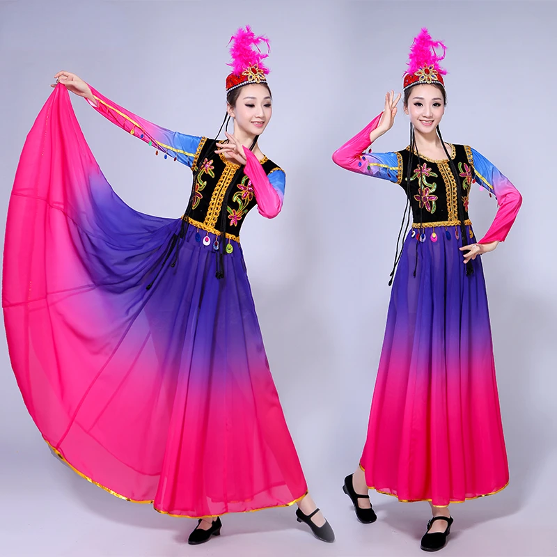 

Xinjiang Uyghur Dance Costumes Ancient Traditional National Minority Folk Dance Costume Adult Kids Modern Dance Hanfu Outfits