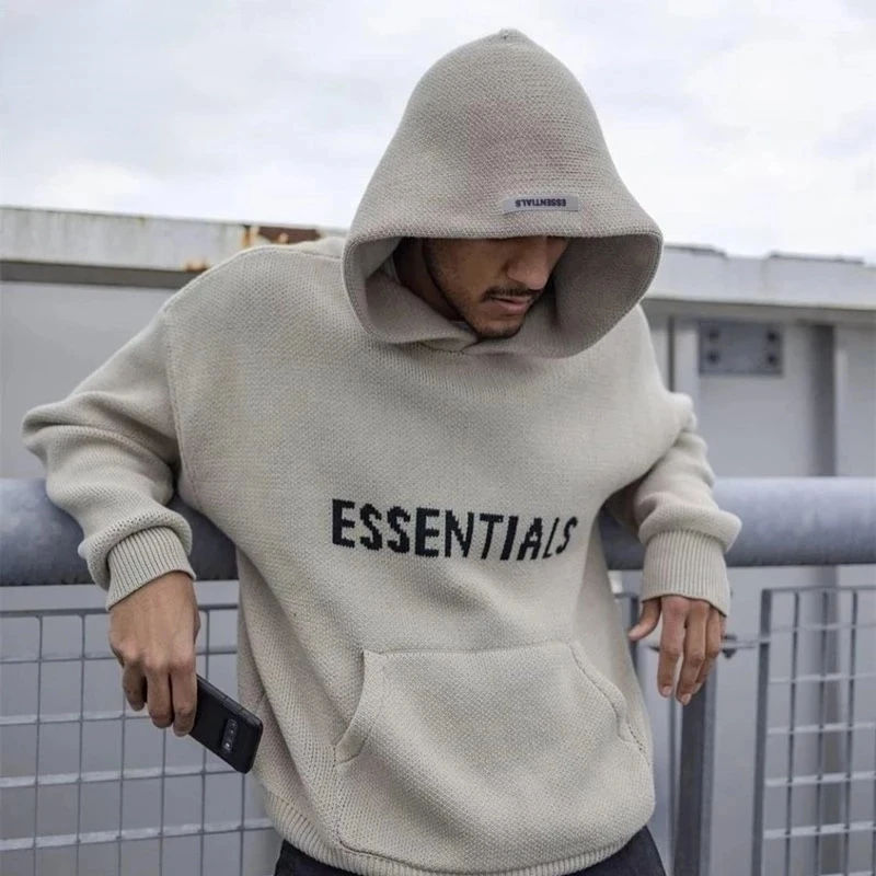 

Men's Essential Knitted Hoodies Vintage Streetwear Fashion Knitted Pullovers Thicken High Street Couples Pullover Sweaters Men