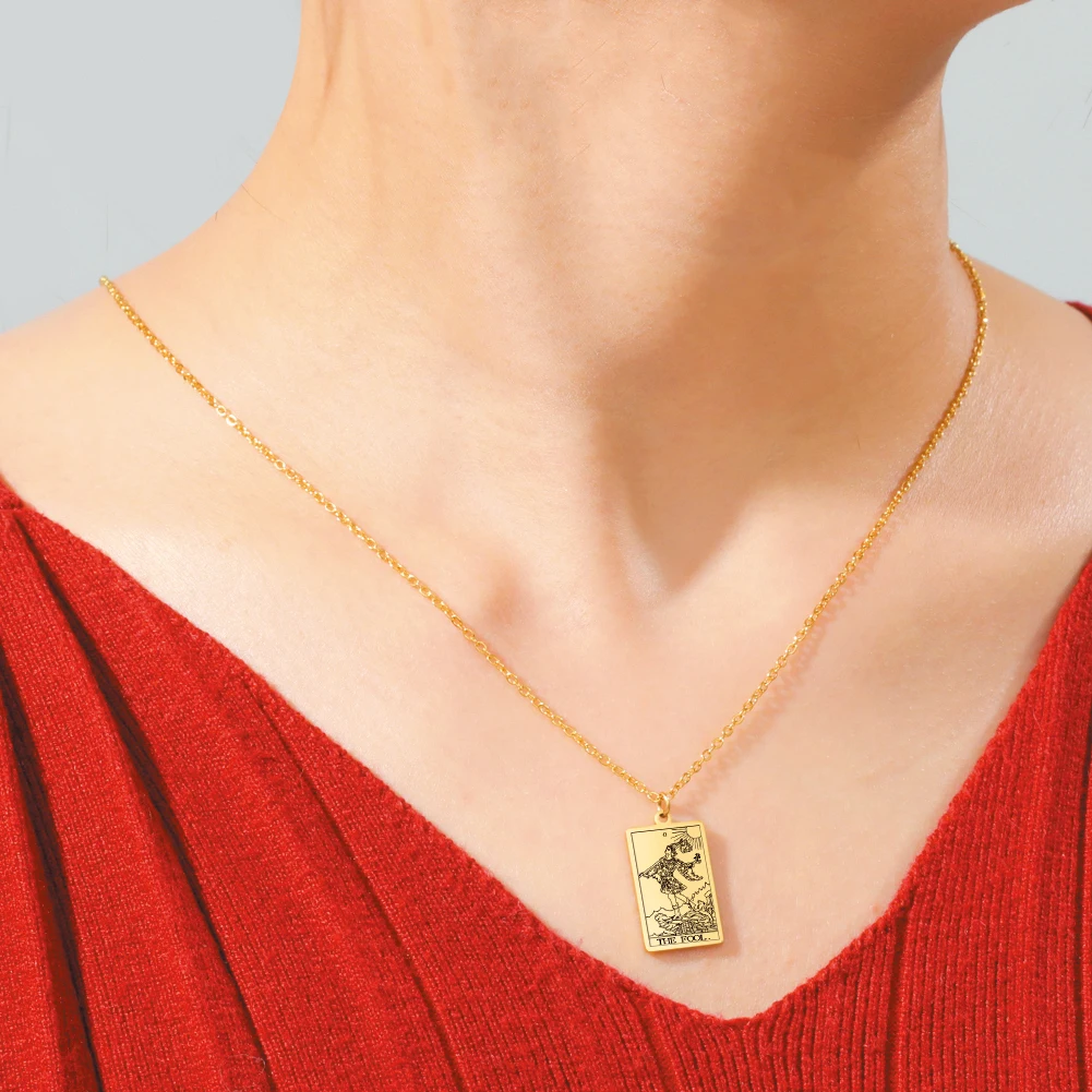 Классическое ожерелье из нержавеющей стали с подвеской в виде карт Таро