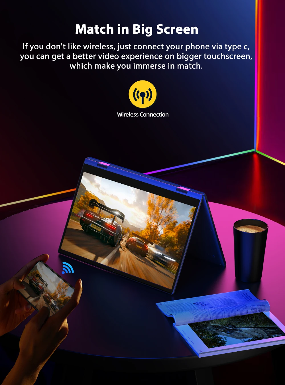 Беспроводной монитор UPERFECT X 14 Pro LapDock DeX с сенсорным экраном, работает для телефонов Samsung OPPO Motor LG Android, Все поддерживают Настольный режим (art.: 3920c17035afd) - 3920c17035afd