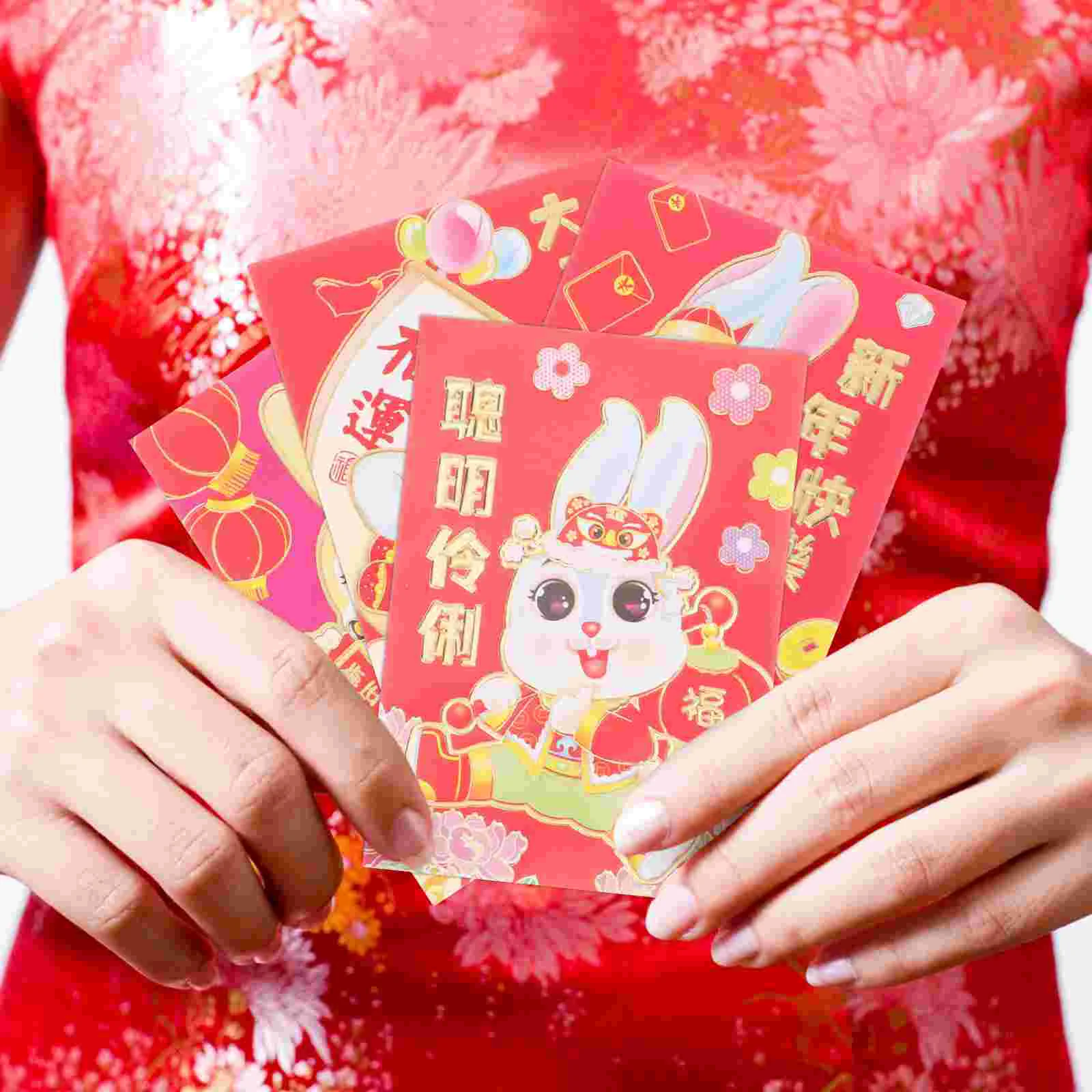 

Red Year Envelopes New Envelope Chinese Money Packet Pocket Rabbit Lucky Packets Bao Hong Zodiac Bunny Festival Spring