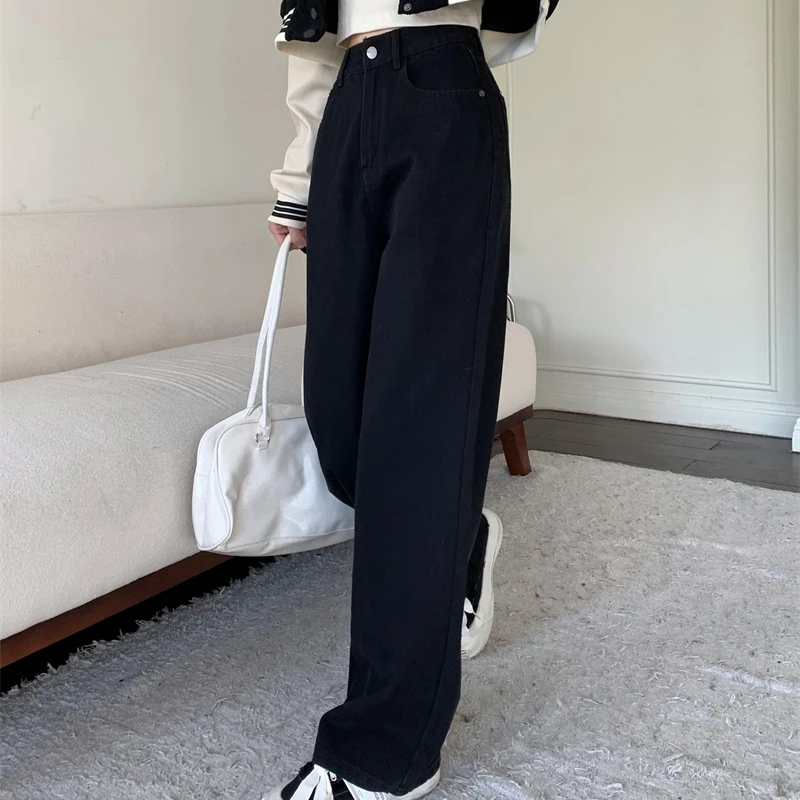 Women 2022 Vintage High Waist Versatile Straight Pant for Female Denim Jeans Trousers Korean Casual Elegant Streetwear Clothes