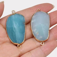 amazonite irregular double hole connector healing reiki rough stone mineral jewelry making diy necklace hanging accessories gift