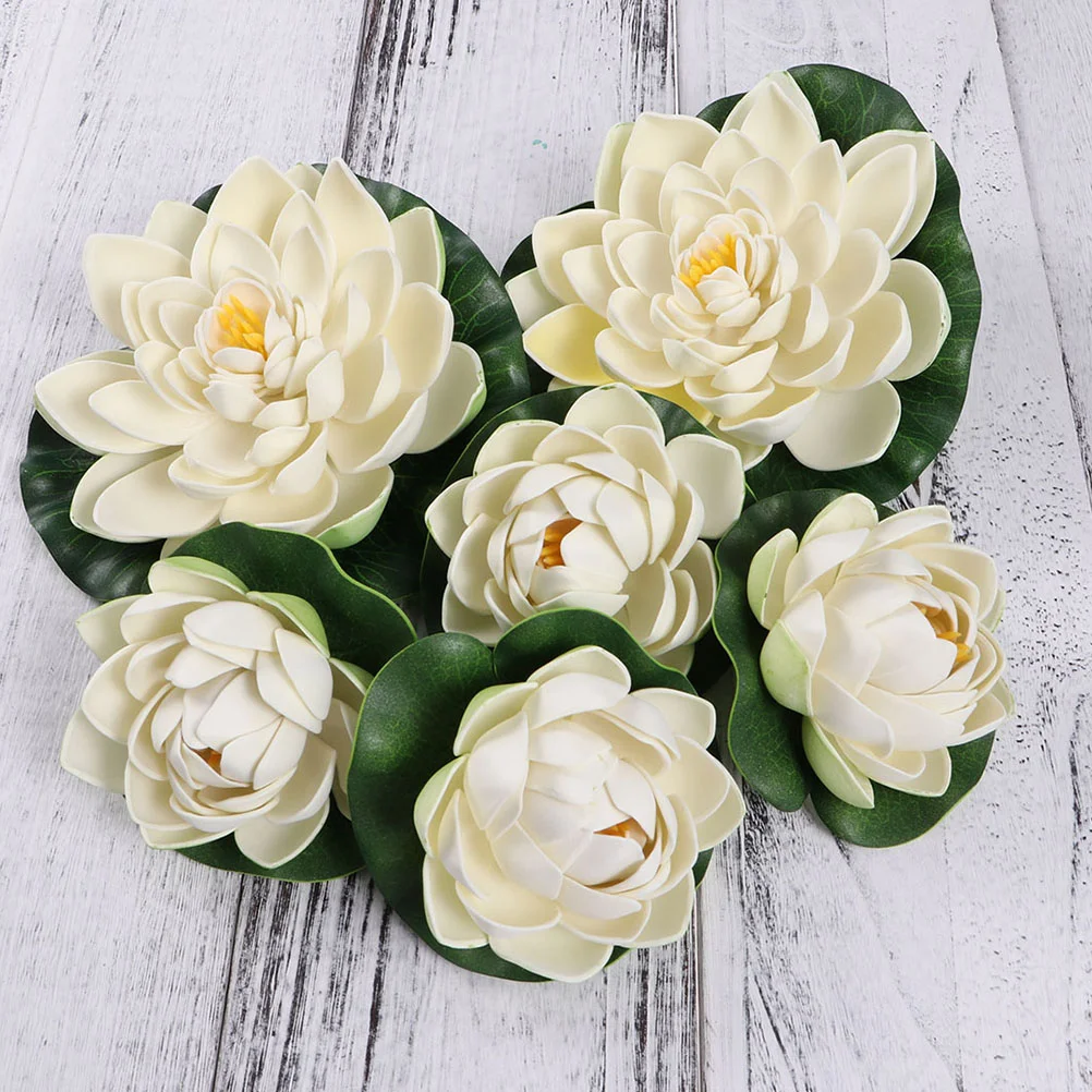 

Floating Artificial Water Flower Lily Pond Decor Flowers Pool Fake Lilies Foam Pad Pads Leaves Decoration Aquarium Decorations