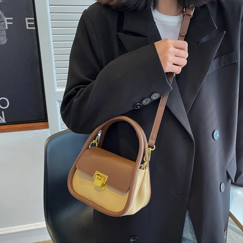 Fashion Vintage Designer Shoulder Boston Handbag for Women Luxury 2023 New in Messenger Bag Brand Tote Purse Small Lock Clutch