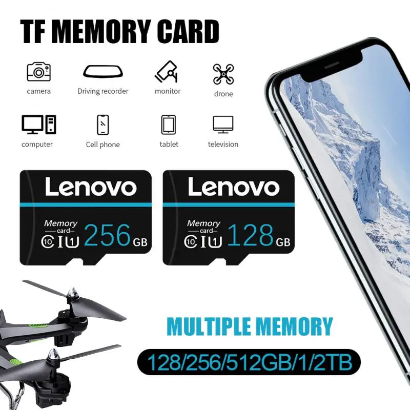 Оригинальная карта памяти Lenovo 1 ТБ 512 ГБ 256 128 TF Микрокарта класса 10 UHS-1 Флэш-карта SD