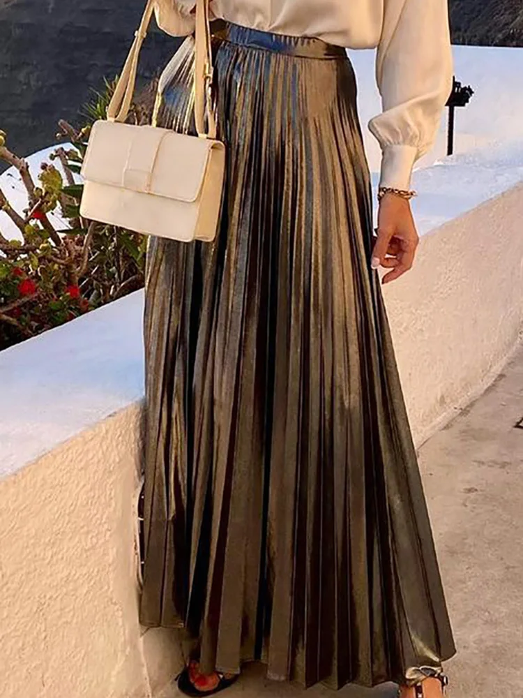 Женская плиссированная юбка с поясом на резинке элегантная повседневная