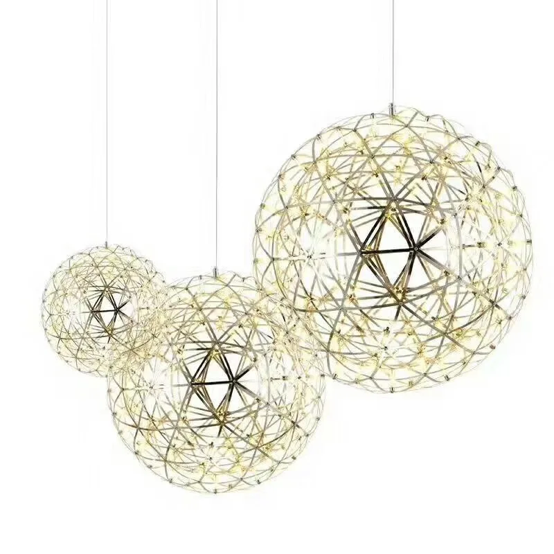 

Modern LOFT Spark Ball LED Pendant Light Firework Ball Stainless Steel Pendant Lamps Silve Hanging Lamp Ball Lighting AC110-240V