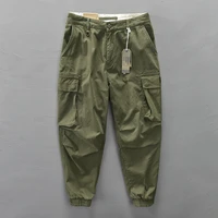 autumn mens cargo pants casual multi pocket 100 cotton pants japanese streetwear outwear army bind feet pants joggers men