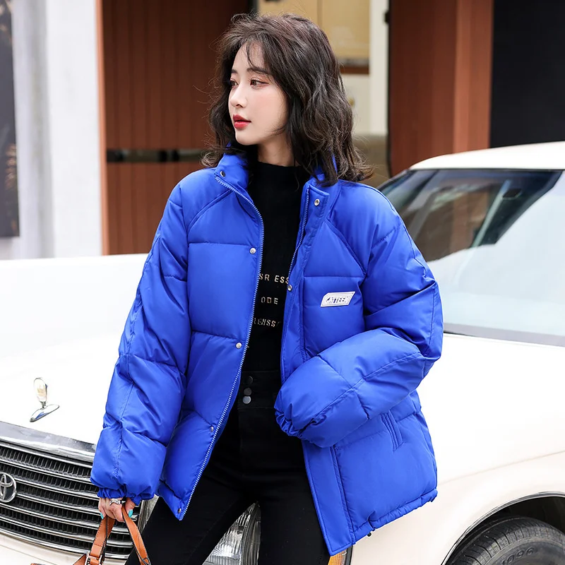 

2022 New Winter Jacket Women Parkas Coat Stand Collar Long Sleeve Cotton Padded Jacket Thick Parka Female Streetwear Outwear
