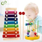 Деревянные развивающие игрушки для детей, строительные игрушки для детей, деревянный ксилофон, лабиринт с бусинами, подарок для детей на день рождения