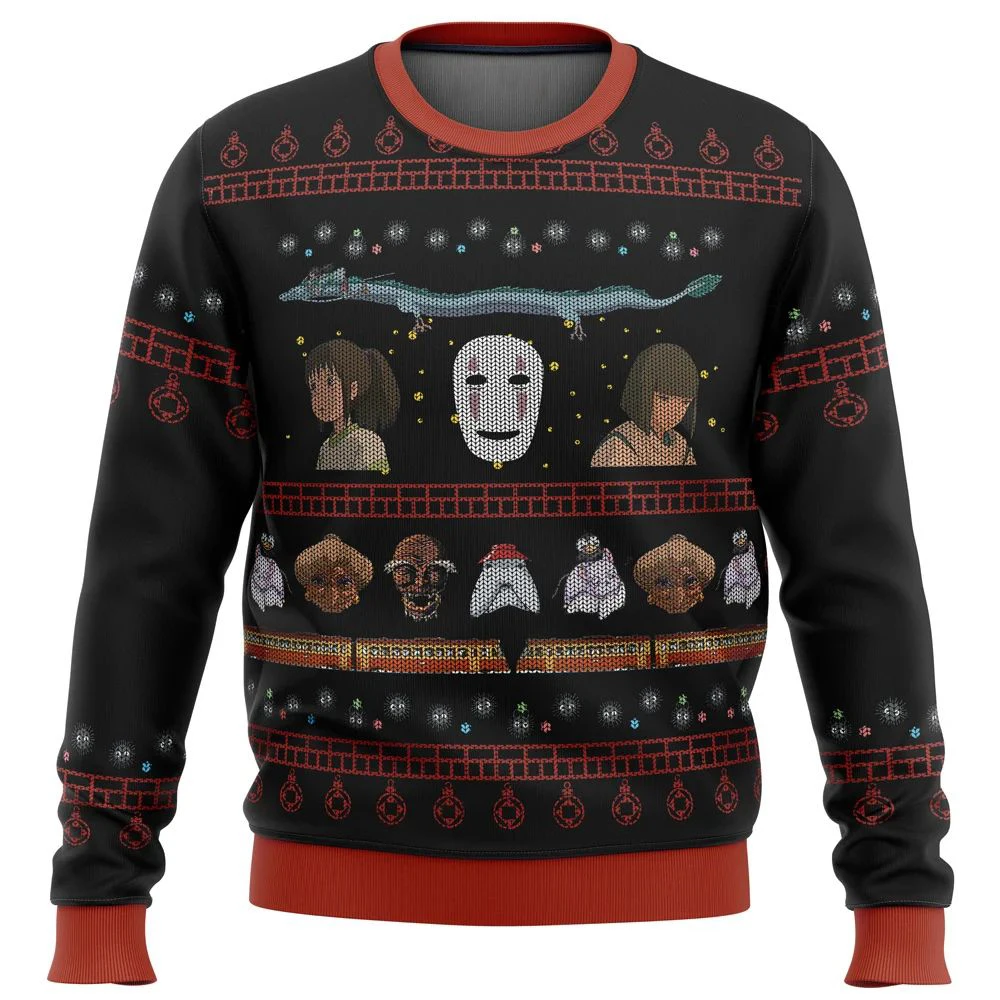 

Studio Ghibli Haku Spirited Away Miyazaki Ugly Christmas Sweater Christmas Sweater gift Santa Claus pullover men 3D Sweatshirt a