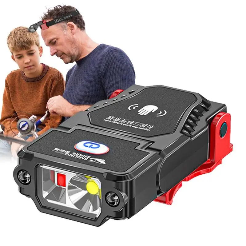 

Mini LED Headlamp COB Hat Clip Light Motion Sensor Fishing Lantern USB Rechargeable Floodlight Waterproof Headlight Flashlight